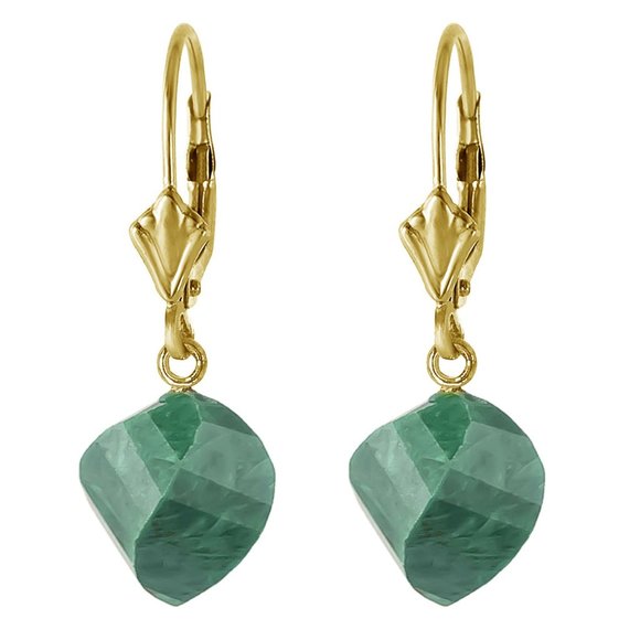 Galaxy Gold Products Jewelry - 14K. SOLID GOLD  EARRINGS  WITH TWISTED EMERALDS